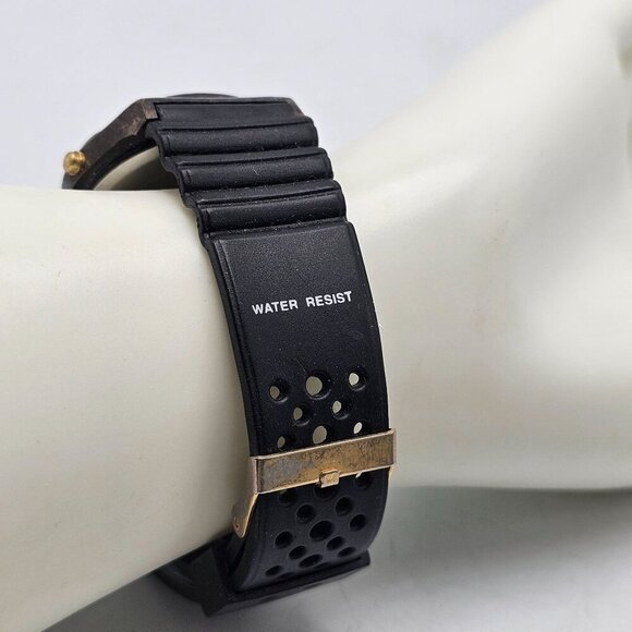 Vintage LEB Digital Chronograph Watch With Gold Accents Water Resistant Band - Picture 3 of 9